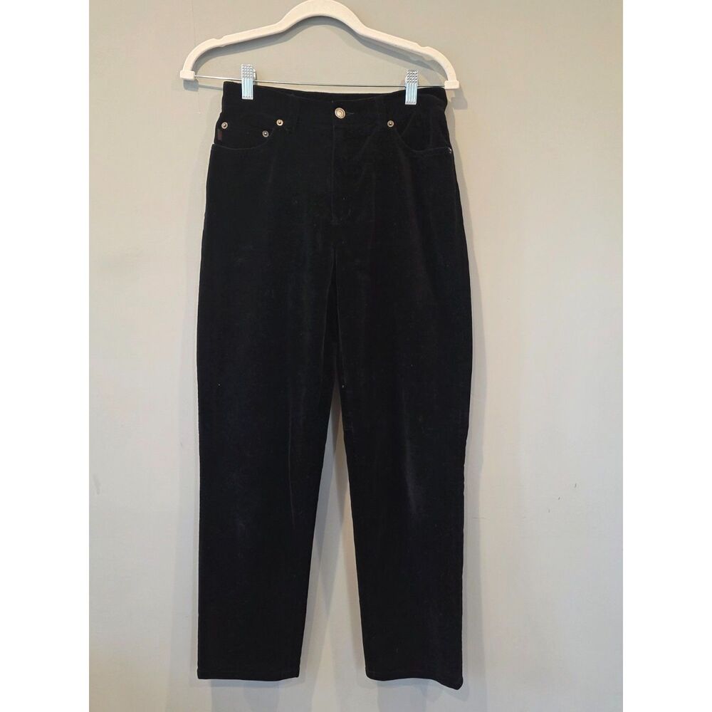 Vintage 90s Y2k Ralph Lauren Black Velvet High Waist Straight Leg Pants 6P